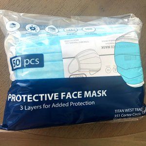 Disposable Face Masks, 3-ply, Quantity of 50 masks